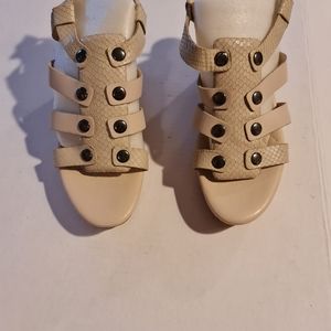 ESPRIT  wedge beige leather sandals size 9.5